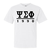 Load image into Gallery viewer, Psi Sigma Phi Black Letter Comfort Colors T-Shirt - Fraternity Tee - Kite and Crest