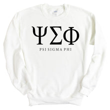 Load image into Gallery viewer, Psi Sigma Phi Block Letter Sweatshirt - Fraternity Crewneck Sweatshirt - Kite and Crest