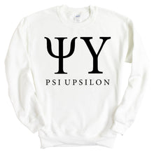 Load image into Gallery viewer, Psi Upsilon Block Letter Sweatshirt - Fraternity Crewneck Sweatshirt - Kite and Crest