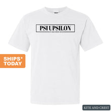 Load image into Gallery viewer, Psi Upsilon Fraternal Block Comfort Colors T-Shirt - Fraternity Tee - Kite and Crest