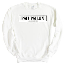 Load image into Gallery viewer, Psi Upsilon Fraternal Block Sweatshirt - Fraternity Crewneck Sweatshirt - Kite and Crest