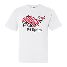 Load image into Gallery viewer, Psi Upsilon Red Whale Comfort Colors T-Shirt - Fraternity Tee - Kite and Crest