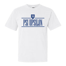 Load image into Gallery viewer, Psi Upsilon Shield Comfort Colors T-Shirt - Fraternity Tee - Kite and Crest