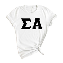Load image into Gallery viewer, Sigma Alpha Basic Black Letters T-shirt - Kite and Crest