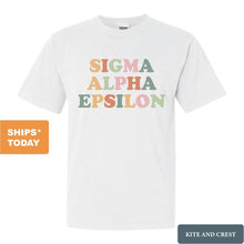 Load image into Gallery viewer, Sigma Alpha Epsilon Comfort Colors T-Shirt - SAE Bright and Colorful Shirt - Kite and Crest