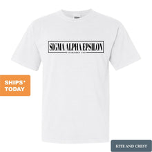 Load image into Gallery viewer, Sigma Alpha Epsilon Comfort Colors T-Shirt - SAE Fraternal Block Shirt - Kite and Crest
