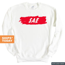 Load image into Gallery viewer, Sigma Alpha Epsilon Sweatshirt - SAE Red Slash Crewneck Sweatshirt - Kite and Crest