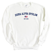 Load image into Gallery viewer, Sigma Alpha Epsilon Sweatshirt - SAE USA Flag Crewneck Sweatshirt - Kite and Crest