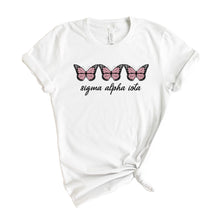 Load image into Gallery viewer, Sigma Alpha Iota Three Butterflies T-shirt - Kite and Crest