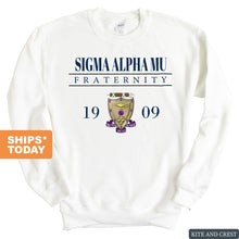 Load image into Gallery viewer, Sigma Alpha Mu Sweatshirt - Sammy Large Crest Crewneck Sweatshirt - Kite and Crest