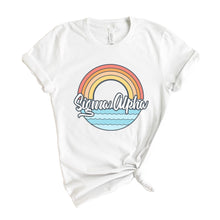Load image into Gallery viewer, Sigma Alpha Wavy Rainbow T-shirt - Kite and Crest