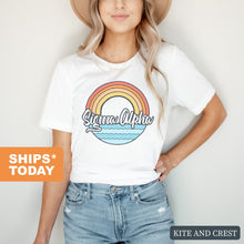 Load image into Gallery viewer, Sigma Alpha Wavy Rainbow T-shirt - Kite and Crest