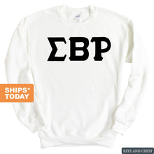 Load image into Gallery viewer, Sigma Beta Rho Basic Black Letters Sweatshirt - Fraternity Crewneck Sweatshirt - Kite and Crest