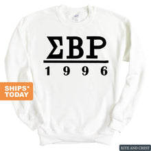 Load image into Gallery viewer, Sigma Beta Rho Black Letter Sweatshirt - Fraternity Crewneck Sweatshirt - Kite and Crest