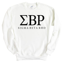 Load image into Gallery viewer, Sigma Beta Rho Block Letter Sweatshirt - Fraternity Crewneck Sweatshirt - Kite and Crest