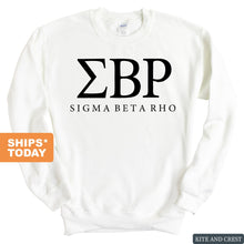 Load image into Gallery viewer, Sigma Beta Rho Block Letter Sweatshirt - Fraternity Crewneck Sweatshirt - Kite and Crest