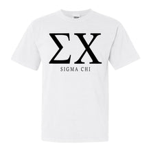 Load image into Gallery viewer, Sigma Chi Comfort Colors T-Shirt - Sig Chi Block Letter Shirt - Kite and Crest