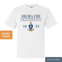Load image into Gallery viewer, Sigma Chi Comfort Colors T-Shirt - Sig Chi Large Crest Shirt - Kite and Crest
