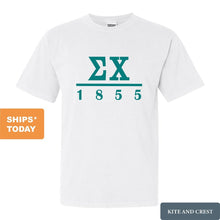 Load image into Gallery viewer, Sigma Chi Comfort Colors T-Shirt - Sig Chi Lettered Basic Shirt - Kite and Crest