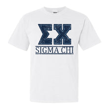 Load image into Gallery viewer, Sigma Chi Comfort Colors T-Shirt - Sig Chi Washed Letters Shirt - Kite and Crest