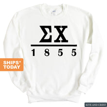 Load image into Gallery viewer, Sigma Chi Sweatshirt - Sigma Chi Black Letters Crewneck Sweatshirt - Kite and Crest