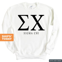 Load image into Gallery viewer, Sigma Chi Sweatshirt - Sigma Chi Block Letter Crewneck Sweatshirt - Kite and Crest