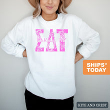 Load image into Gallery viewer, Sigma Delta Tau (Sig Delt) Pink Floral Sorority Crewneck Sweatshirt - Kite and Crest