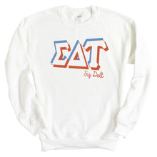 Load image into Gallery viewer, Sigma Delta Tau Sweatshirt - Sig Delt American Colored Crewneck Sweatshirt - Kite and Crest