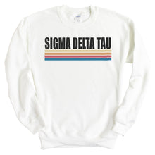 Load image into Gallery viewer, Sigma Delta Tau Sweatshirt | Sig Delt Colorful Stripes Crewneck Sweatshirt | Sigma Delta Tau Sorority Gift Idea - Kite and Crest