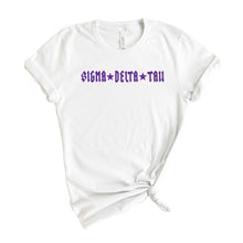 Load image into Gallery viewer, Sigma Delta Tau T-Shirt | Sig Delt Rock Star Shirt | Sigma Delta Tau Sorority Gift Idea - Kite and Crest