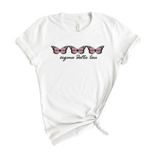 Load image into Gallery viewer, Sigma Delta Tau T-shirt - Sig Delt Three Butterflies Tee - Kite and Crest