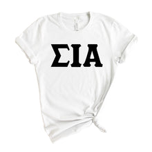 Load image into Gallery viewer, Sigma Iota Alpha Basic Black Letters T-shirt - Kite and Crest