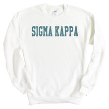 Load image into Gallery viewer, Sigma Kappa Sweatshirt - Sigma Kappa Blue Retro Crewneck Sweatshirt - Kite and Crest