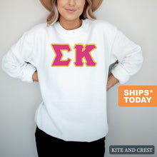 Load image into Gallery viewer, Sigma Kappa Sweatshirt - Sigma Kappa Cute Letters Crewneck Sweatshirt - Kite and Crest