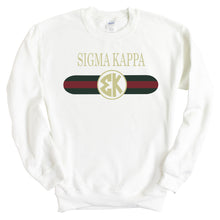 Load image into Gallery viewer, Sigma Kappa Sweatshirt - Sigma Kappa Golden Stripes Crewneck Sweatshirt - Kite and Crest