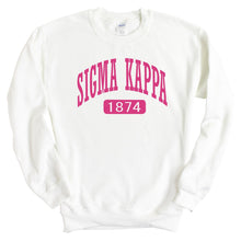 Load image into Gallery viewer, Sigma Kappa Sweatshirt | Sigma Kappa Large Established Crewneck Sweatshirt | Sigma Kappa Sorority Gift Idea - Kite and Crest