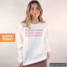 Load image into Gallery viewer, Sigma Kappa Sweatshirt | Sigma Kappa Red and Stacked Crewneck Sweatshirt | Sigma Kappa Sorority Gift Idea - Kite and Crest