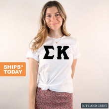 Load image into Gallery viewer, Sigma Kappa T-Shirt | Sigma Kappa Basic Black Letters Shirt | Sigma Kappa Sorority Gift Idea - Kite and Crest