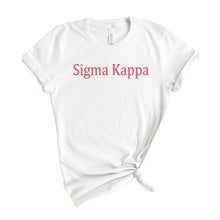 Load image into Gallery viewer, Sigma Kappa T-Shirt | Sigma Kappa Basic Written Shirt | Sigma Kappa Sorority Gift Idea - Kite and Crest