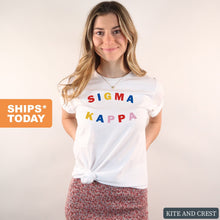 Load image into Gallery viewer, Sigma Kappa T-Shirt | Sigma Kappa Circular Colorful Shirt | Sigma Kappa Sorority Gift Idea - Kite and Crest