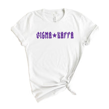 Load image into Gallery viewer, Sigma Kappa T-Shirt | Sigma Kappa Rock Star Shirt | Sigma Kappa Sorority Gift Idea - Kite and Crest
