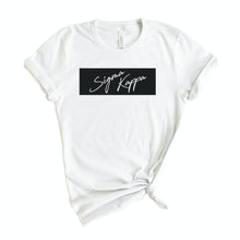 Load image into Gallery viewer, Sigma Kappa T-shirt - Sigma Kappa (SK) Black Box Tee - Kite and Crest