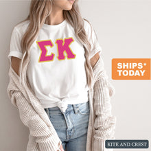 Load image into Gallery viewer, Sigma Kappa T-shirt - Sigma Kappa (SK) Cute Letters Tee - Kite and Crest