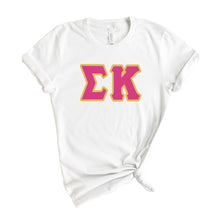 Load image into Gallery viewer, Sigma Kappa T-shirt - Sigma Kappa (SK) Cute Letters Tee - Kite and Crest