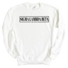 Load image into Gallery viewer, Sigma Lambda Beta Fraternal Block Sweatshirt - Fraternity Crewneck Sweatshirt - Kite and Crest