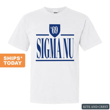 Load image into Gallery viewer, Sigma Nu Comfort Colors T-Shirt - Sigma Nu Shield Shirt - Kite and Crest