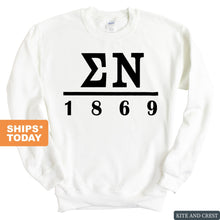 Load image into Gallery viewer, Sigma Nu Sweatshirt - Sigma Nu Black Letters Crewneck Sweatshirt - Kite and Crest