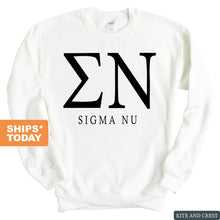 Load image into Gallery viewer, Sigma Nu Sweatshirt - Sigma Nu Block Letter Crewneck Sweatshirt - Kite and Crest