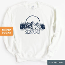 Load image into Gallery viewer, Sigma Nu Sweatshirt - Sigma Nu Epic Mountains Crewneck Sweatshirt - Kite and Crest