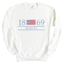 Load image into Gallery viewer, Sigma Nu Sweatshirt - Sigma Nu Flag Year Crewneck Sweatshirt - Kite and Crest
